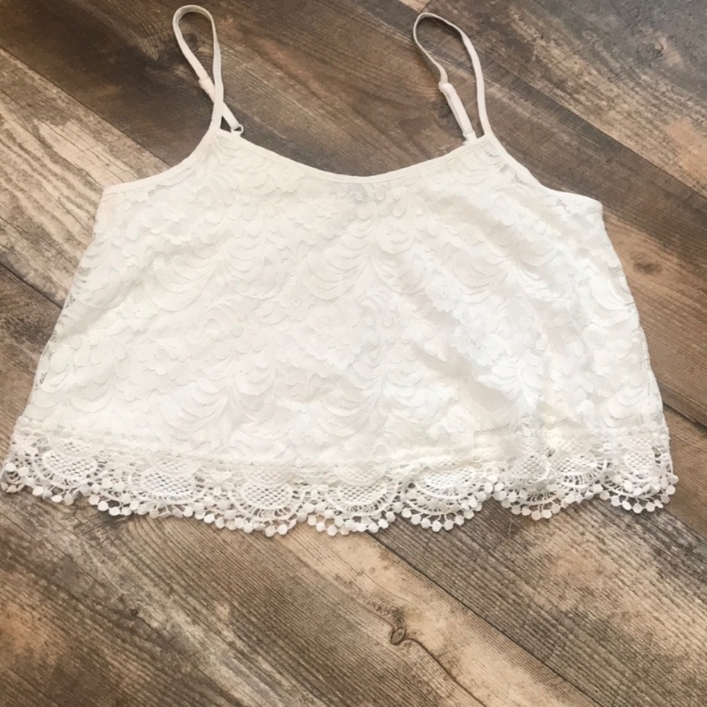 Spaghetti Strap Lace Crop Top - Picture 2 of 3